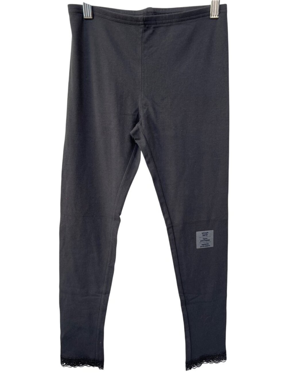 Old Navy Girls Full-Length Leggings XL Gray Cotton Spandex Lace Trim